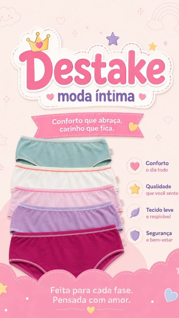 Calcinha infantil Algodão Cotton Penteado Ref:023