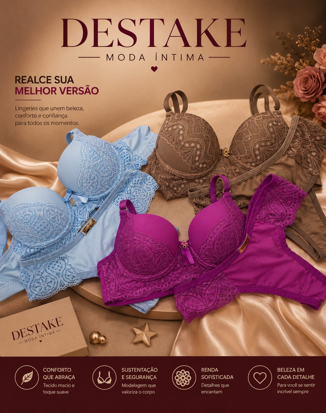 Conjunto Lingerie Fio dental luxo.