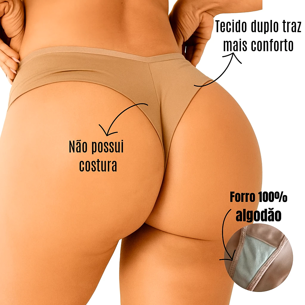 Kit 5 Calcinha Fio Duplo Algodão G(40-42),Sortidas